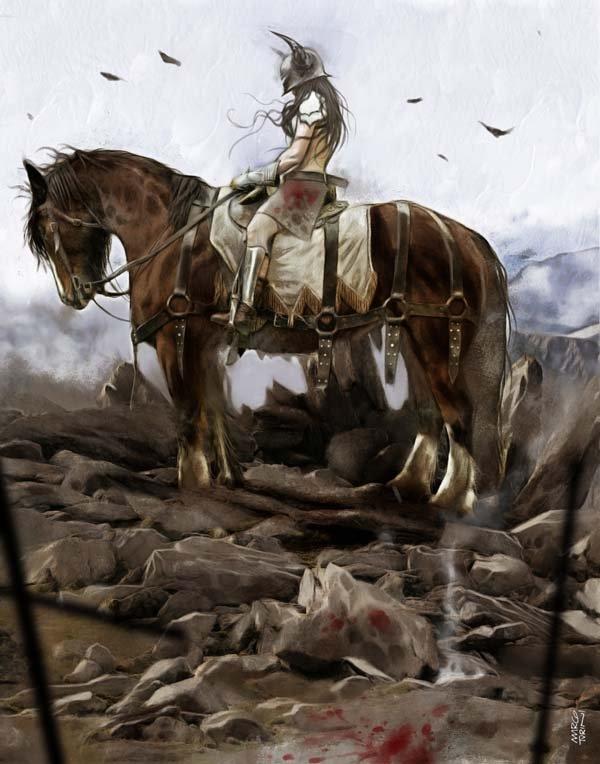 Plakát The girl on horseback