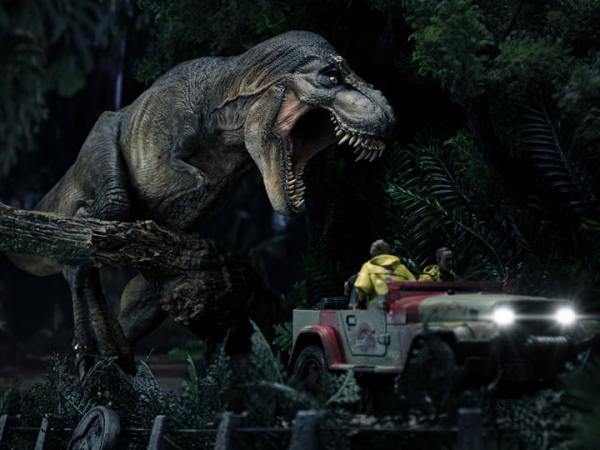 Jurassic park demi art t-rex attacks 1